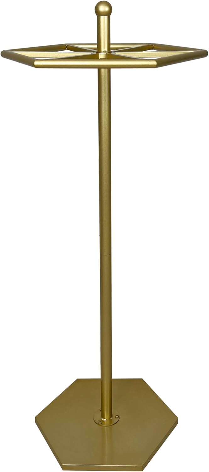 23-Inch Heavy-Duty Metal Rotating Clothes Rack, 42" x 42" Footprint, Rack Load 200lbs,Gold Round Clothing Rack with Adjustable Base Pads, Base Supports M8 Caster Wheels, For Home & Retail