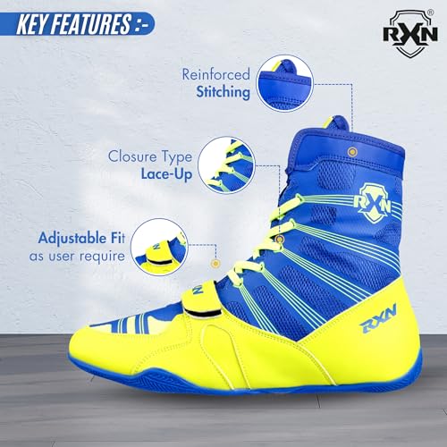 Image of RXN Boxing Shoes for Men and Women Lace Up Non Slip Rubber Sole Lightweight Mid High Top | Knockout High Top Boxing Boots for Men & Women
