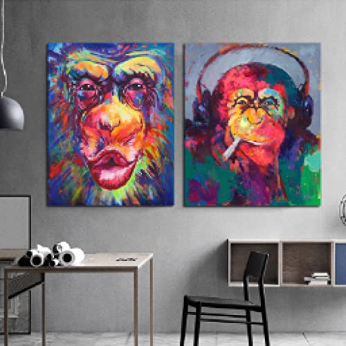 Affiche singe graffiti colore decoration murale salon design