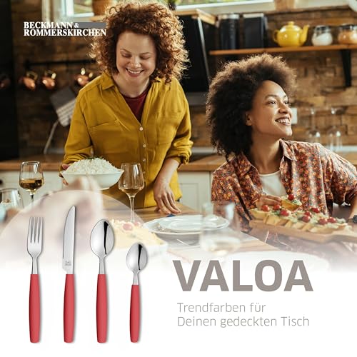 Beckmann & Rommerskirchen VALOA Besteck Set 4 Personen - 16-teilig - Rot - Spülmaschinenfest - Hochglanzpoliert - Essbesteck: 4x Messer, Gabel, Esslöffel, Kaffeelöffel