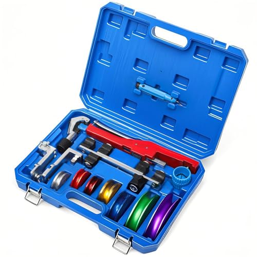 Image of Tube Bender Kit, for 1 /4 inch-7 /8 inch O.D. 90 Forward /Reverse Bending Ratcheting Tubing Bender Set, with 7 Heads,Deburring Tool,Inner Outer Reamer,for HVAC,Air Conditioning and Plumbing Repair