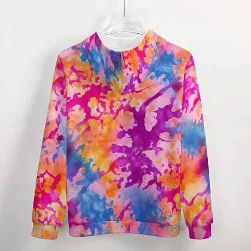 Purple Blue Pink Tie Dye Zip Up Hoodie for Men Long Sleeve Pullover Sweatshirt Jacket with Pocket4