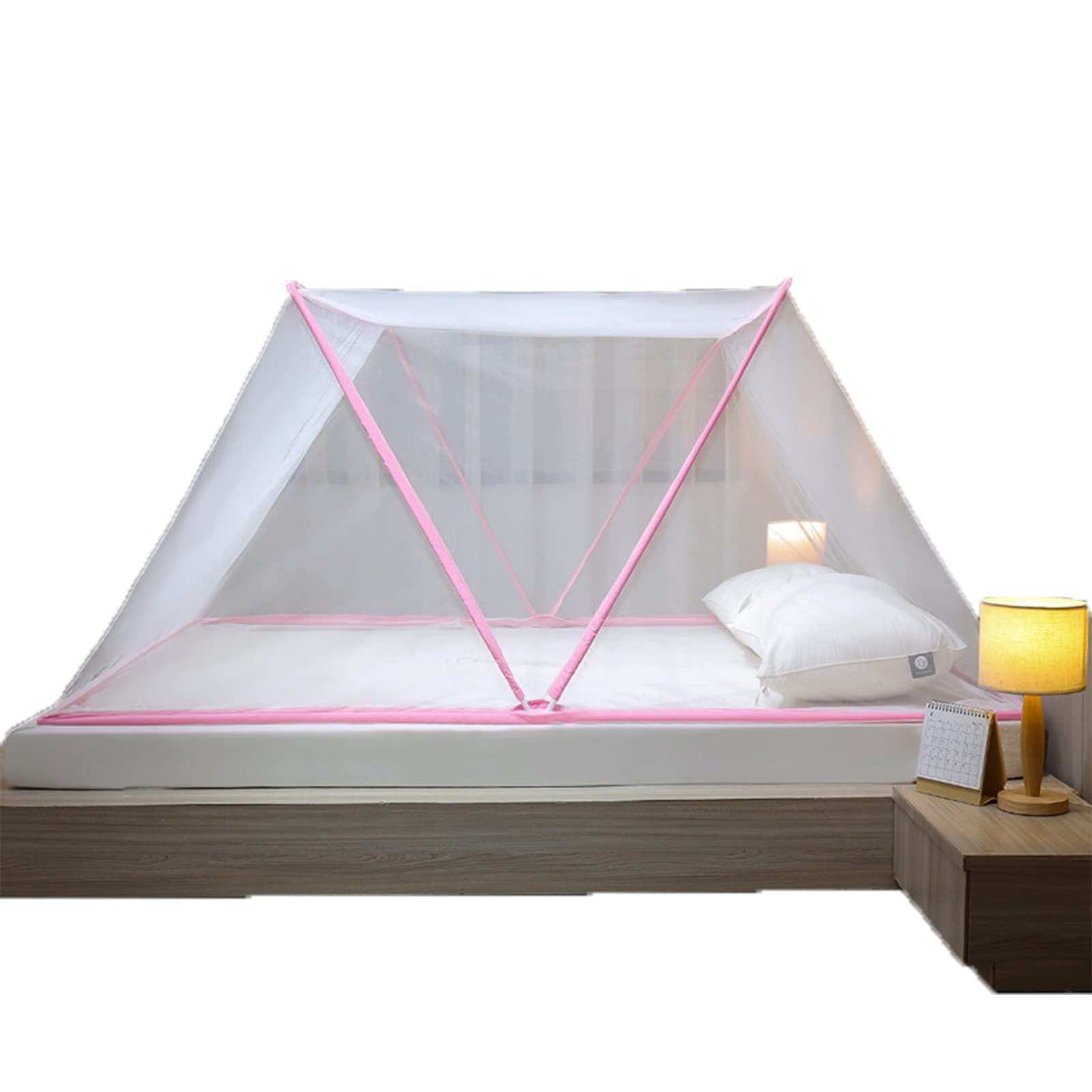 Mosquitera Plegable, portátil, Transpirable, cómoda, sin instalación, para Adultos, Protege de los Insectos, Rosa, 160 * 190 * 80 cm