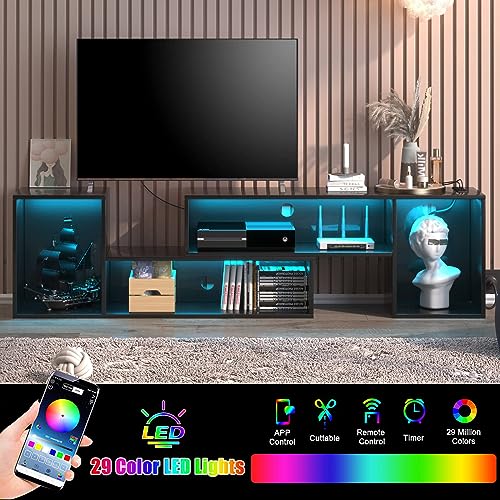 TV Stand, Deformable TV Stand with LED Strip & Power Outlets Free-Combination Entertainment Center for 50 55 60 65 Inch TV,Console TV Stand Modern TV Table Media Stand, DIY Open Storage Bookcase Shelf - Thumbnail 3