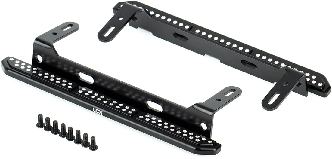 LCX Racing 1/10th RC Crawler Car CNC Machined Aluminum Alloy Rail Steel Side Step Running Board Rock Slider for TRX4 TRX-4, Upgrades Parts Accessories