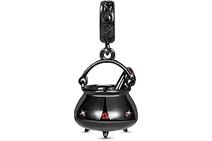 Witch Cauldron Pendant Charm Adorned with Ruby Gemstones