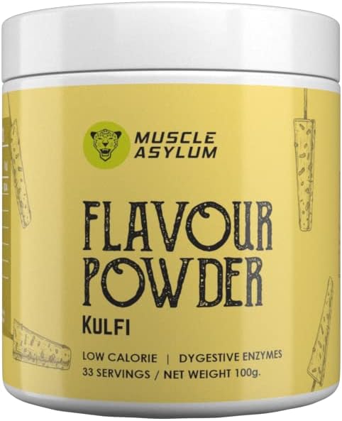 Muscle Asylum Flavour Powder For Raw Whey Protein | 100g, 33 Servings | Kulfi | With Genuine Lab Reports | Muscle Building & Recovery | with Digestive Enzymes | Low Calories