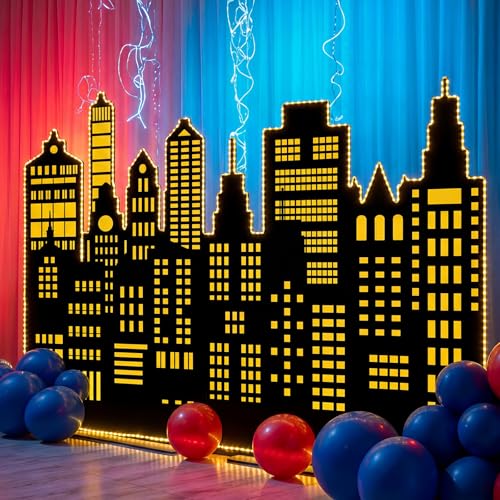 Fondo fotográfico ciudad Negra Tingjoo 2 m con luces miniatura 5