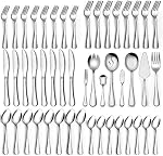 68-Piece Silverware Set with Serving Utensils, Heavy Duty Stainless Steel Flatware Set for 12, Food-Grade Tableware Cutlery Set, Utensil Sets for Home Restaurant, Mirror Finish, Dishwasher Safe