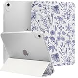 MrARTIST for iPad A16/10th Generation Case - Cute Women Girls Girly Kawaii Aesthetic Preppy Kawaii Chic Cool Design Cover for Apple Tablet for iPad A16/10 Gen 11 Inch 2025, Blue Line Flower