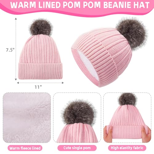 Image of Kids Winter Beanie Hat Gloves Scarf Set 1-10 Years Old Girls Boys Mittens Knit Neck Warmer Warm Fleece lining