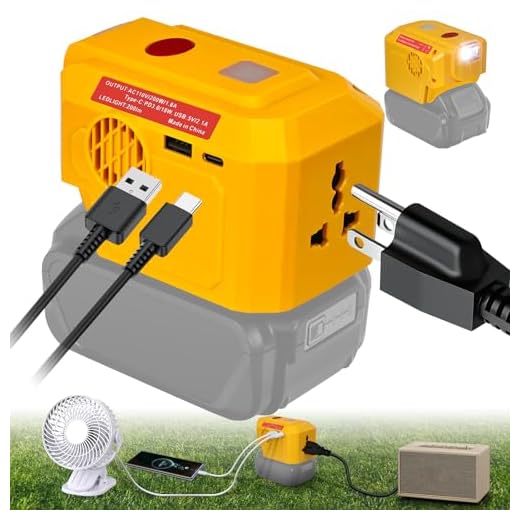 200W for Dewalt Power Inverter, for DeWalt 20V Battery Adapter Charger, with 110V AC Outlet &USB Port&Type-C Port& LED Light Portable Power Source