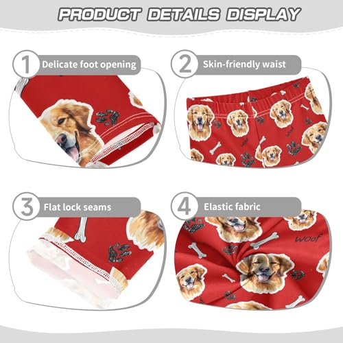 Cute Puppy Face Red Girls Leggings Soft Comfortable Athletic Leggings Dancing Pants for 4-10 Years3
