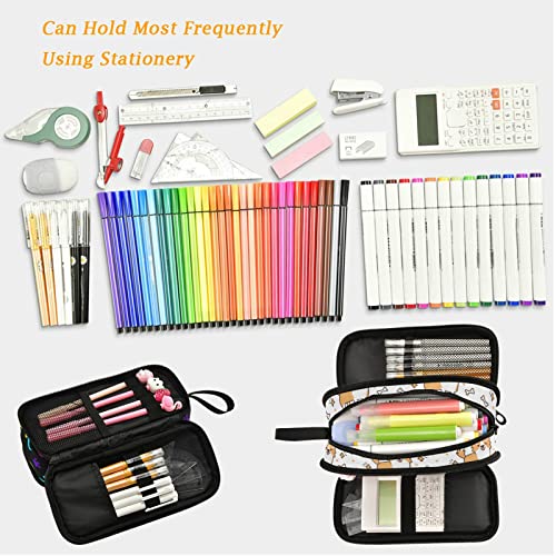 Image of Fustylead Funny Cute Cartoon Corgi Bone Large Pencil Pen Case Stationery Bag, 3 Compartments School College Office Desk Organizer Storage Pouch Marker for Teen Boys Girls Students