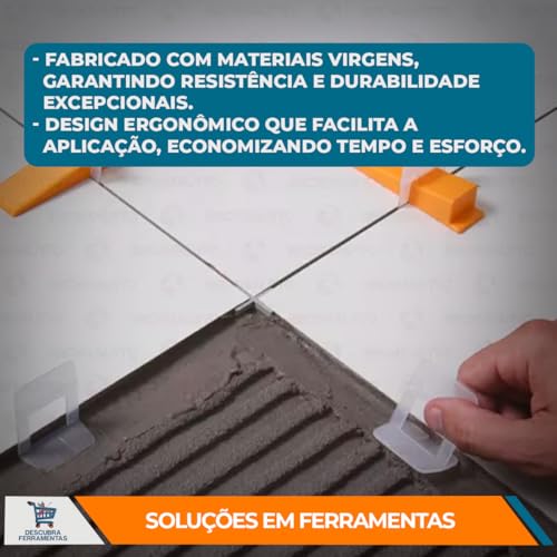 Espaçador Nivelador Slim C/1000 Pçs + Cunha Nivelamento Slim Cortag C/100 Pçs Azulejo Cerâmica - 1.5