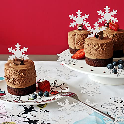 Morofme 50Pcs White Edible Snowflake Cake Cupcake Topper, Edible Frozen Cake Topper, Winter Cupcake Topper, Edible Snowflake Cake Cupcake Decoration For Christmas Winter Frozen Theme Party Supplies #TOP1