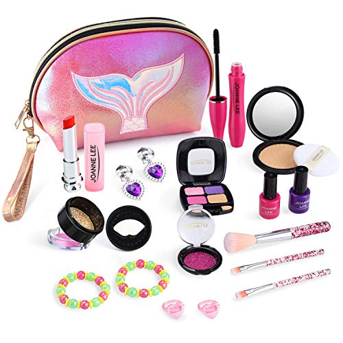 Kids Makeup Kit, 18 Pieces Pretend Makeup for Girls, Play Makeup Toy for Toddlers with Cosmetic Bag, Birthday for 3, 4, 5, 6 Years Little Girls (Not Real Makeup)