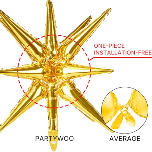 Image of PartyWoo Black and Gold Balloon Arch Kit Garland 140pcs Different Sizes of 18 12 10 5 Inch Black Metallic Gold Confetti 22 Inch Star Balloons for Graduation Birthday New Year's Eve Party Decorations