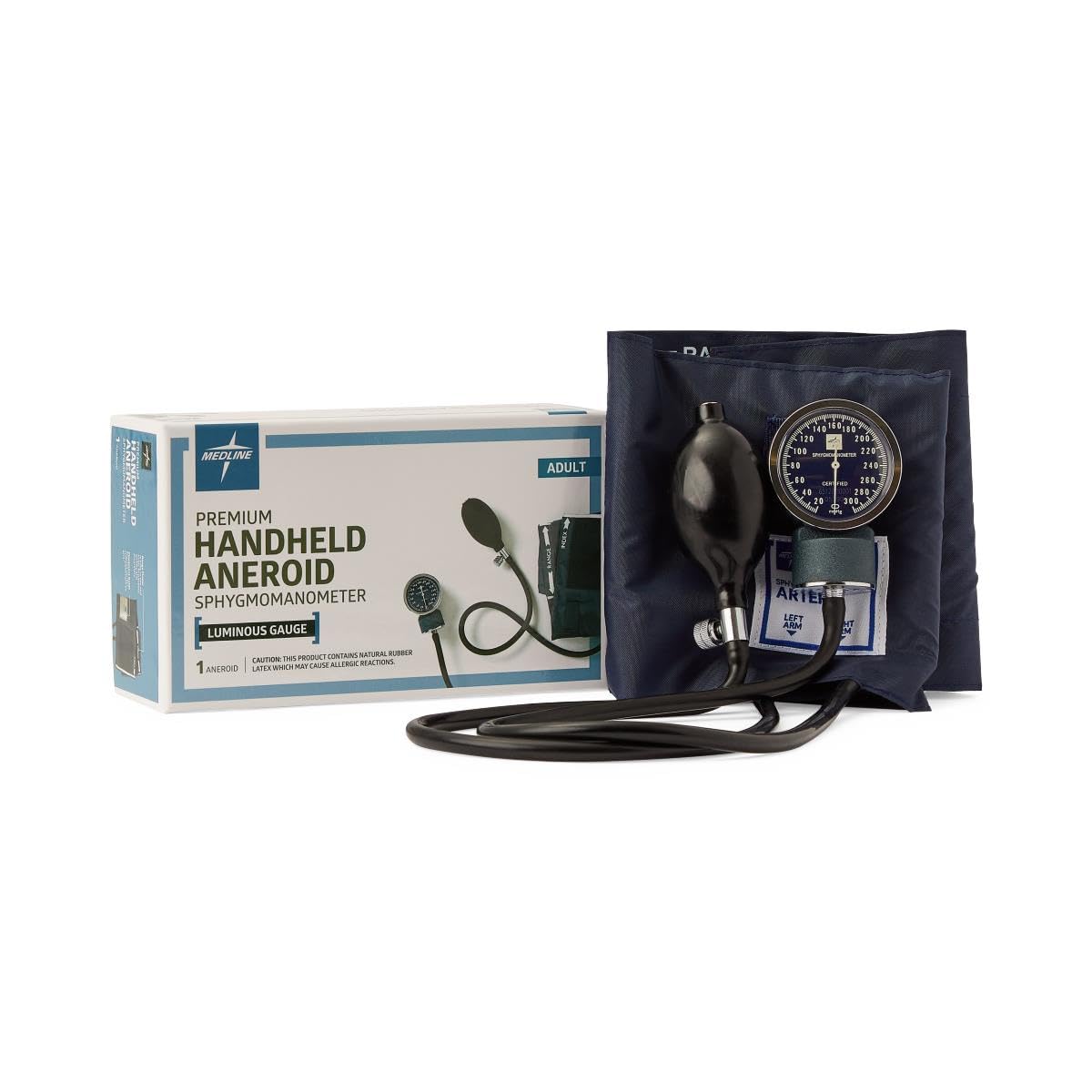 Premier Handheld Aneroid Sphygmomanometer, Accurate Readings, Navy, Adult Blood Pressure Cuff