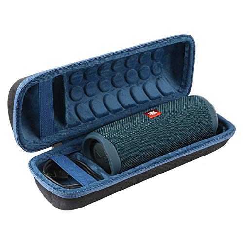 Khanka Hart Tasche Schutzhülle für JBL Flip 5 Bluetooth Box tragbarer Lautsprecher and Zubehör. (Blau Futter,Schwarzes Äußeres)
