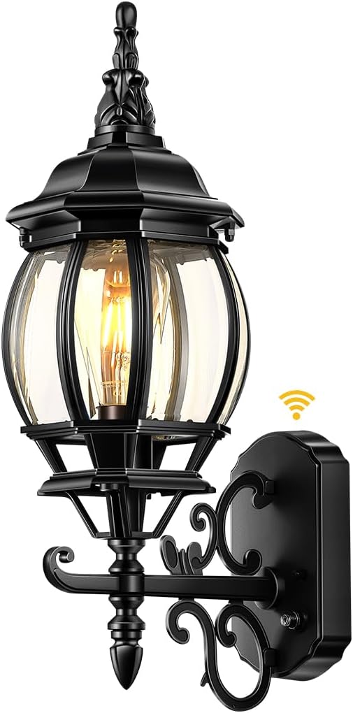 VIANIS Outdoor Wall Light, Black Exterior Porch Light Wall Mount