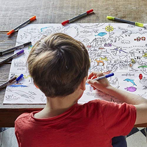 Eatsleepdoodle Color-In World Map Activity Paper - 3 Large Sheets To Use As An Educational Coloring Activity Or Gift Wrap #TOP2