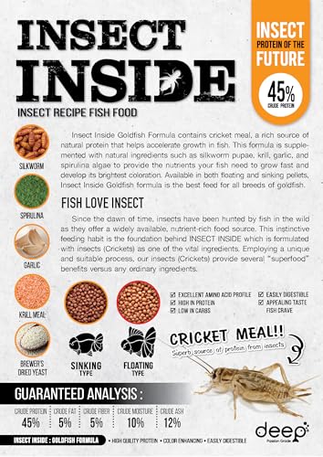 Image of Deep Insect Inside (Cricket) for High Protein Super Premium Gold Fish Formula for High Growth & Colour Enhancing Sinking Micro Pellet 50 Gm,All Life Stages