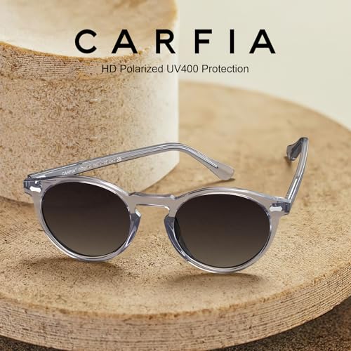Image of CARFIA Acetate Polarized Sunglasses for Men Retro Classic Round Shades
