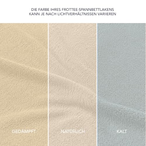 Dreamzie Spannbettlaken 100x200 Beige - Frottee 80% Baumwolle, Oeko-Tex – Ansicht 6