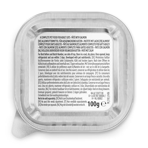 Lifelong by Amazon Katzenfutter, nass, Pastete mit Lachs, 100 g, 16 Stück