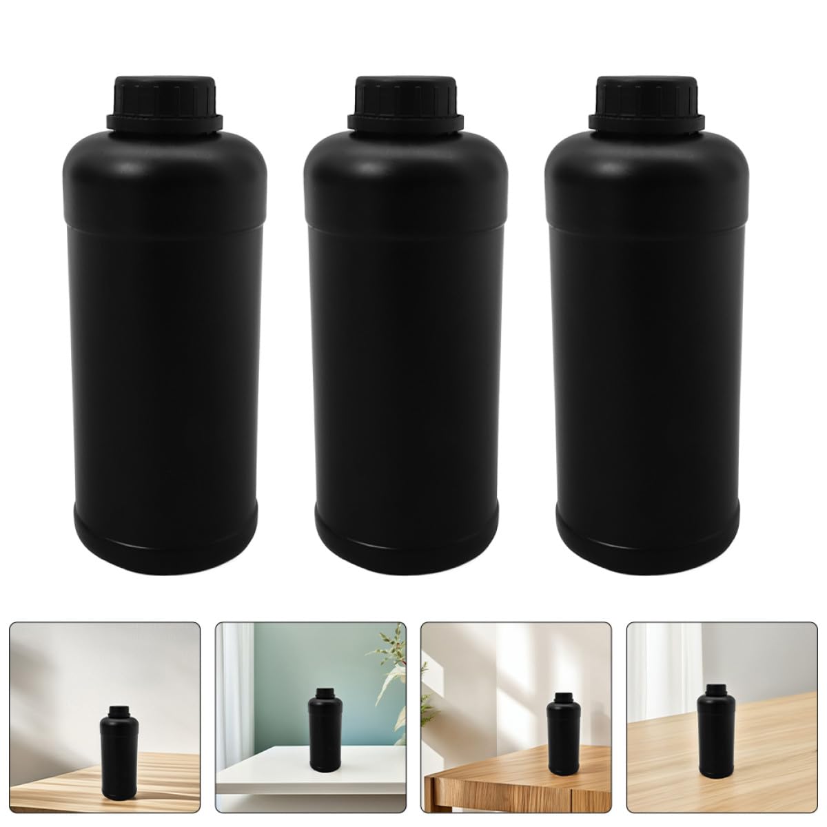 BETOOKY Bouteilles en Plastique Noir Bouchon Hermétique Lot de 6 1000ml pour Produits Chimiques et Réactifs Usage Polyvalent en Laboratoire