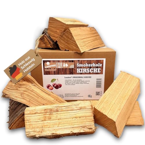 Landree Kirsche Smoker-Holz 4 kg - 20 cm Scheitlänge - Fruchtiges Räucherholz für einzigartige BBQ-Aromen, naturbelassen, Qualität aus Schleswig Holstein Landree Kirsche Smoker-Holz 4 kg - 20 cm Scheitlänge - Fruchtiges Räucherholz für einzigartige BBQ-Aromen, naturbelassen, Qualität aus Schleswig Holstein
