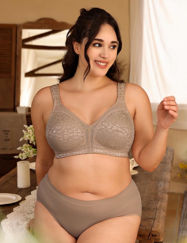 Deyllo Damski biustonosz minimalizujący komfort plus size bez fiszbin bez fiszbin