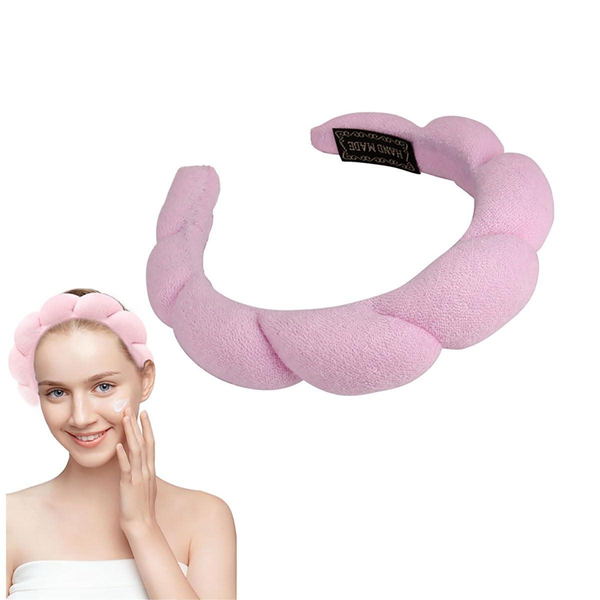 Fascia Per Lavaggio Viso In Spugna Con Scrubber In Silicone: Fascia Trucco 4 In 1 Per Donna E Ragazza - 3