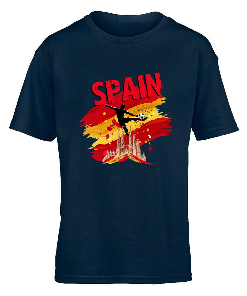 Hippowarehouse Spain Football Fan World Tournament Spanish Supporter Kids Children's Short Sleeve t-Shirt 12-13 Years Navy Blue