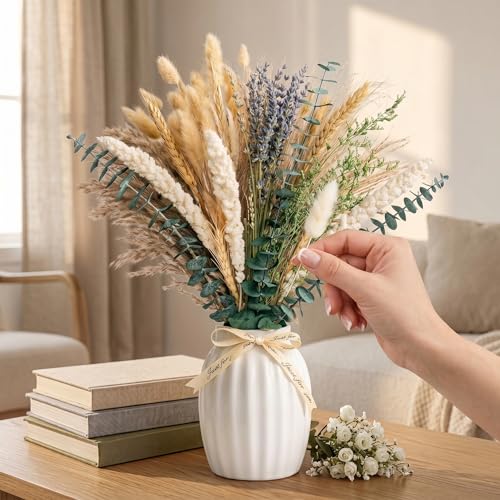 Ramo de hierba pampas seca, 17 pulgadas, decoración boho miniatura 2