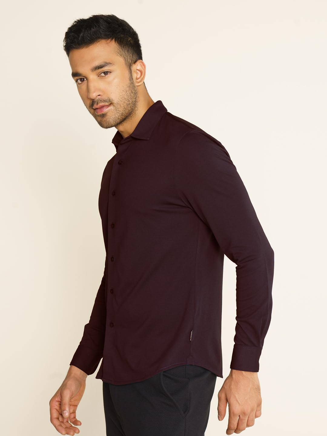 DAMENSCH Constant Cotton Thermoregulating Pique Full Shirts-Pack of 1-Loyal Maroon-XX-Large 3