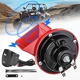 KEMIMOTO UTV ATV Horn Kit with Rocker Switch, 12V Upgraded 105DB Universal Loud SXS Horn Kit Compatible with Polaris RZR, Ranger, PRO XP, Can Am Maverick X3, Defender, CFMOTO, Teryx, Bennche Bighorn