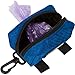 Phydeaux's Dog Poop Bag Holder, Premium Quality Pick-up Bag Zippered Pouch, Includes Carabiner Hook and 1 Roll of Pick-up Bags (Blue)