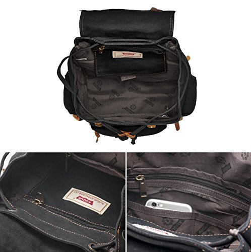 Image of Vintage Canvas Backpack, HuaChen Mens Travel Rucksack for Laptop Hiking School Bookbag