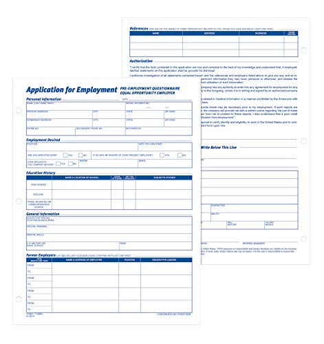 Adams Applications For Employment, 8.5 X 11 Inch, 3-Hole Punched, 50-Sheets/Pack, 2-Pack, White (9661) #TOP3