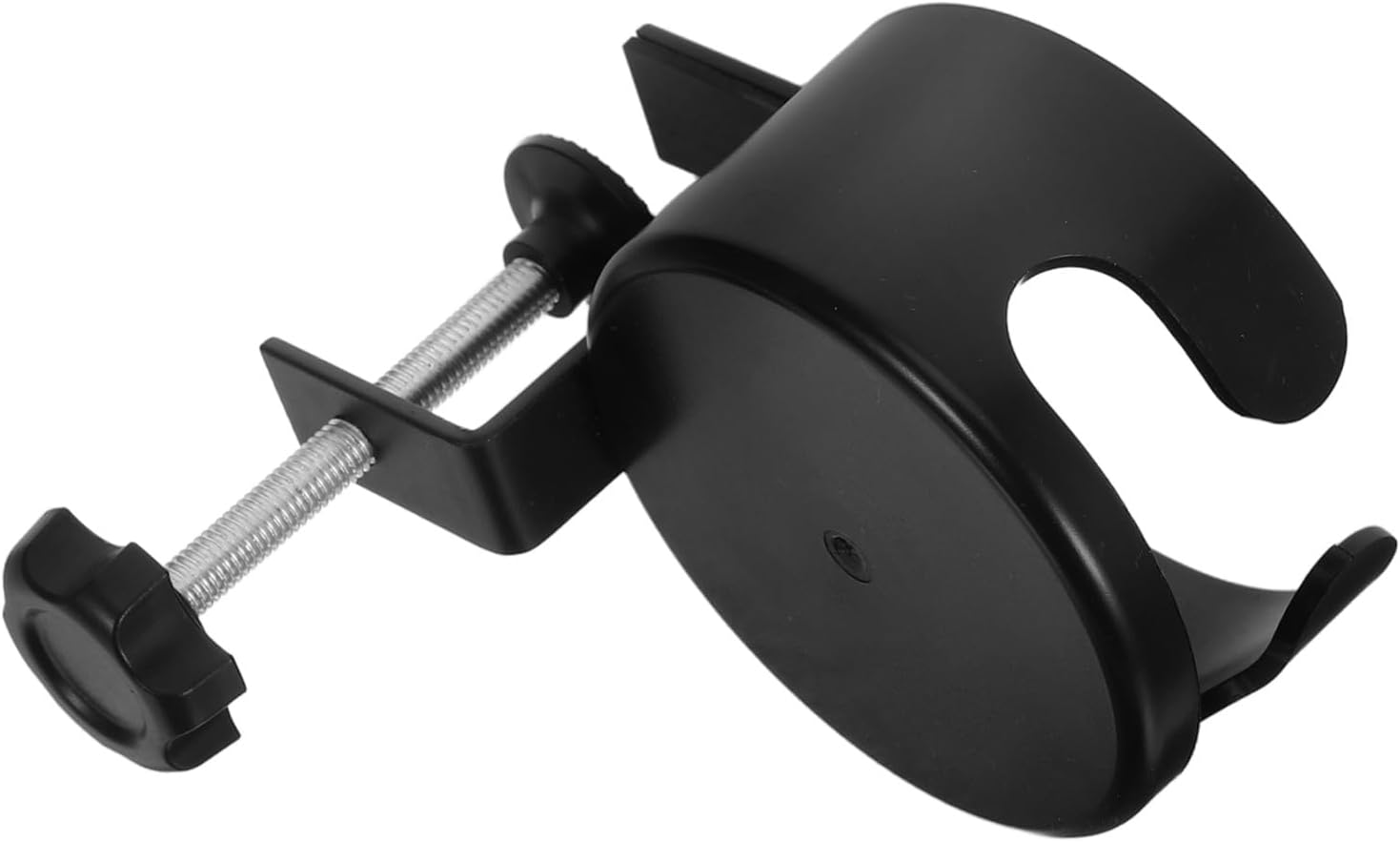 BESPORTBLE Portable Black Plastic Cup Holder for Gaming Desk and Home Use, No Drill Installation Table Side Drink Holder with Deep Clamp, Suitable for Bottles, Mugs, and Cans, Modern