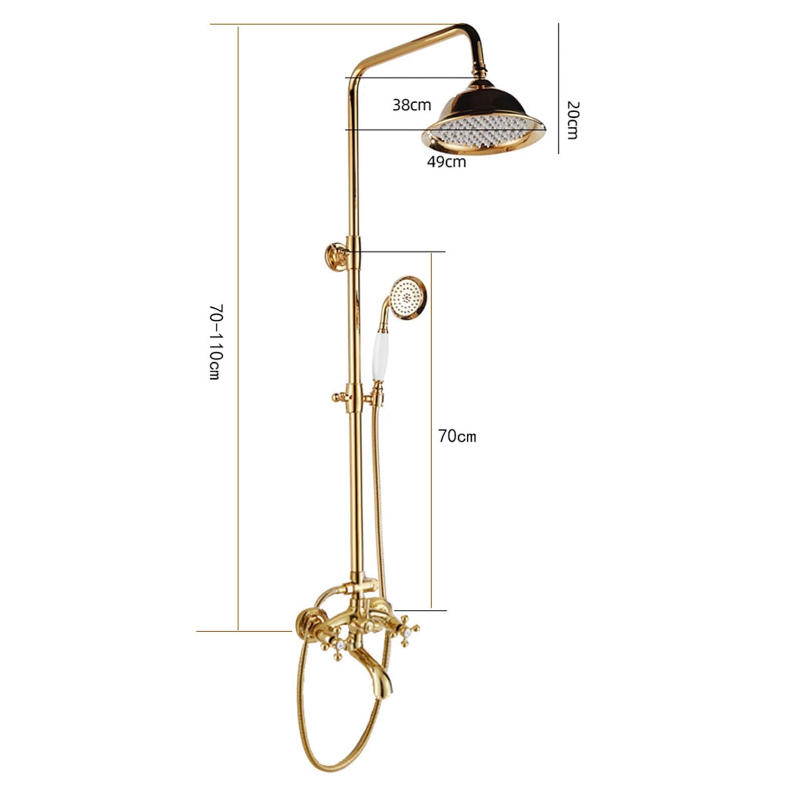 Conjunto de Ducha Retro Columna Ducha Vintage Laton con Grifo y Altura Ajustable Oro