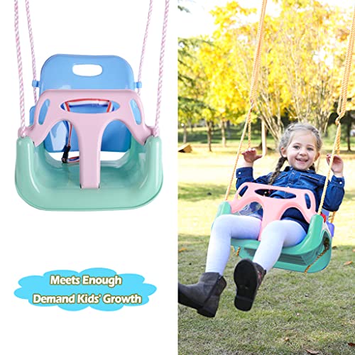 AIPINQI 3 in 1 Kids Swing Seat, Infant Toddler Children Secure Swing Seat Detachable Swing Seat High Back Swing Set for Playground Indoor Outdoor, Green