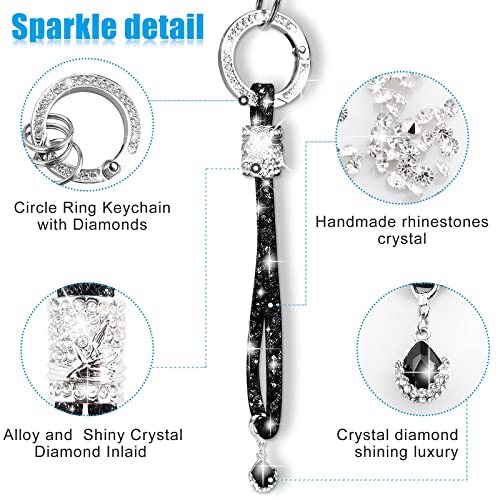 Cute Wrist Car Keychain For Women, Crystal Keychain Accessories，Bling Wrist Lanyard For Keys, Car Key (Silver, Large) #TOP2