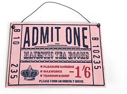 Vintage Style Admit One Majestic Tea Rooms Metal Hanging Sign
