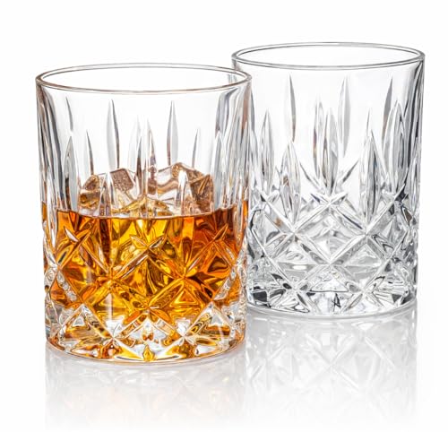 HISTORY COMPANY Men’s Bar at the Astor Crystal Old Fashioned Glasses, 2-Piece Set – Vintage Whiskey Tumblers (Gift Box Collection)