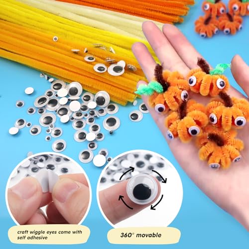 TOAOB 100pcs Cure Pipes en Chenilles Jaune Thème Tiges de Fils Cleaner avec Yeux Mobiles Autocollants Loisirs Creatifs Idéal pour Créer Toutes Sortes d'animaux Travaux Manuels - vue 5