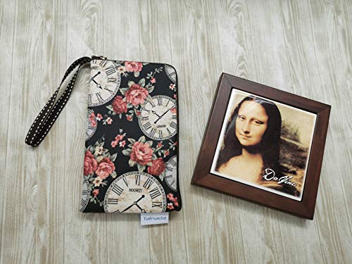 Image of Taianda Women Phone Wristlet Wallet Pouch, Zippered Dual Slots (Clock) | Lightweight water-repellent purse with padded shockproof cushion; Fits most smartphones, cards & cash; Daily essentials