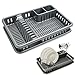 CHEFZOCO Escurreplato de plástico, Escurridor de Platos, Escurridor Fregadero de 2 módulos, con Bandeja Anti-Goteo, 45 cm de Ancho x 29.7 cm de Fondo x 8 cm de Altura, Gris